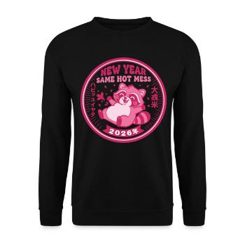 Neujahr Same Hot Mess 2026 Feier - Unisex Pullover - Schwarz - Vorne - Alina (178cm) & Michal (187cm)
