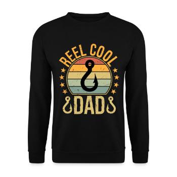 Reel Cool Dad Fishing Papa Vintage Daddy Father - Unisex Sweatshirt - black - Front - Alina (178cm) & Michal (187cm)