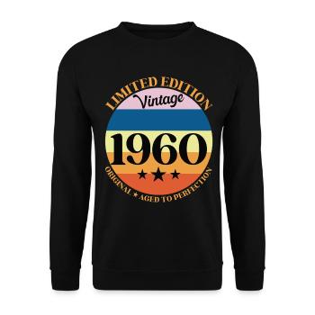 1960er Vintage-Geburtstagsgeschenk 60er Jahre - Unisex Pullover - Schwarz - Vorne - Alina (178cm) & Michal (187cm)