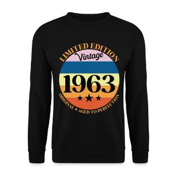 1963 Vintage Birthday Gift 63 Birthday - Unisex Sweatshirt - black - Front - Alina (178cm) & Michal (187cm)