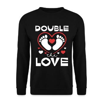 Double Love Heart Print Design - Unisex Sweatshirt - black - Front - Alina (178cm) & Michal (187cm)