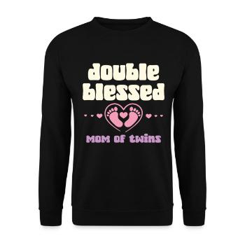 Doppelt gesegnet Zwillingsmama - Unisex Pullover - Schwarz - Vorne - Alina (178cm) & Michal (187cm)