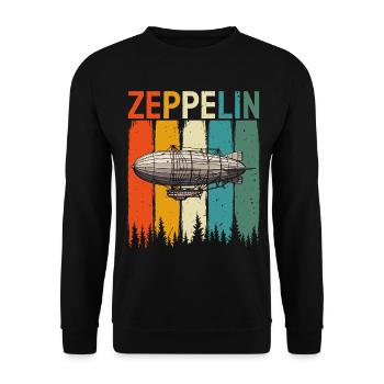 Retro Zeppelin Airship Vintage Rock Style  - Unisex Sweatshirt - black - Front - Alina (178cm) & Michal (187cm)