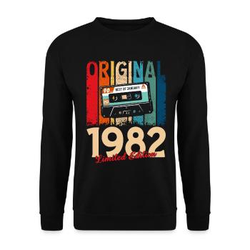 44th Birthday Cassette January 1982 - Unisex Sweatshirt - black - Front - Alina (178cm) & Michal (187cm)