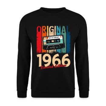 60th Birthday Cassette January 1966 - Unisex Sweatshirt - black - Front - Alina (178cm) & Michal (187cm)