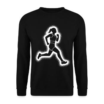 Course à pied, jogging, femmes coureuses - Sweat-shirt Unisexe - noir - Devant - Alina (178cm) & Michal (187cm)