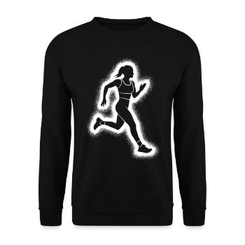 Running Jogging Girls Ladies Runner - Unisex Sweatshirt - black - Front - Alina (178cm) & Michal (187cm)