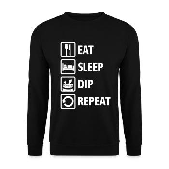 Eat Sleep Dip Repeat - Eisbaden - Winterbaden - Unisex Sweatshirt - black - Front - Alina (178cm) & Michal (187cm)