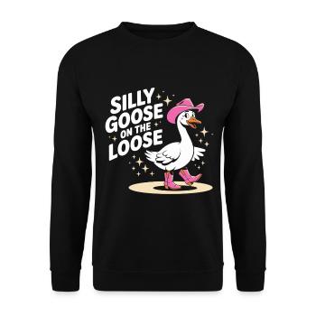 Silly Goose On The Loose - Unisex Sweatshirt - black - Front - Alina (178cm) & Michal (187cm)