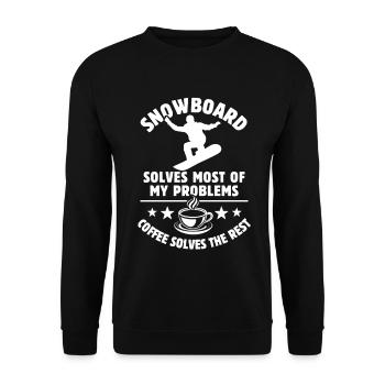 Snowboard solves most of my Problems - Coffee - Unisex Sweatshirt - black - Front - Alina (178cm) & Michal (187cm)