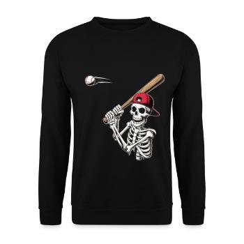 Baseball-Skelett - Unisex Pullover - Schwarz - Vorne - Alina (178cm) & Michal (187cm)