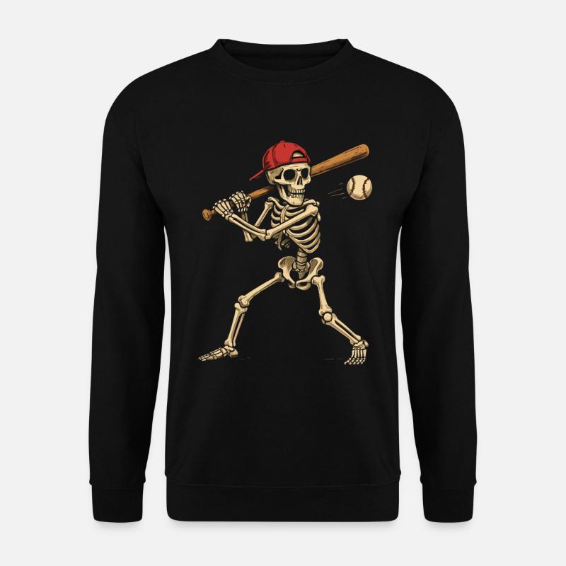 Baseball Playing Skeleton - Unisex Sweatshirt - black
