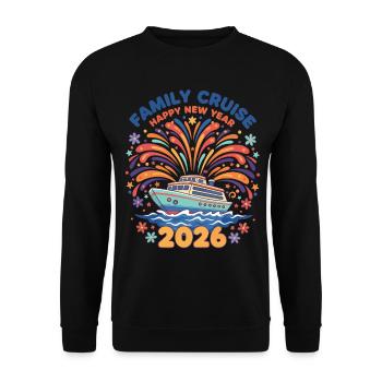 Family Cruise Happy New Year 2026 Fireworks - Unisex Sweatshirt - black - Front - Alina (178cm) & Michal (187cm)