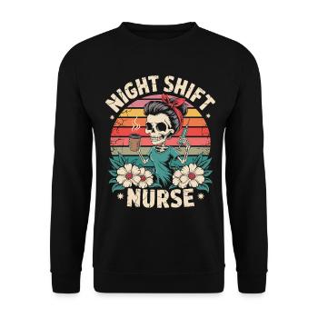 Night Shift Nurse Retro - Unisex Sweatshirt - black - Front - Alina (178cm) & Michal (187cm)