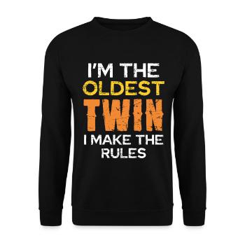 Ich bin der älteste Zwilling - Unisex Pullover - Schwarz - Vorne - Alina (178cm) & Michal (187cm)