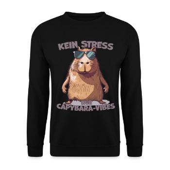 Capybara dit : pas de stress, seulement des vibrations - Sweat-shirt Unisexe - noir - Devant - Alina (178cm) & Michal (187cm)