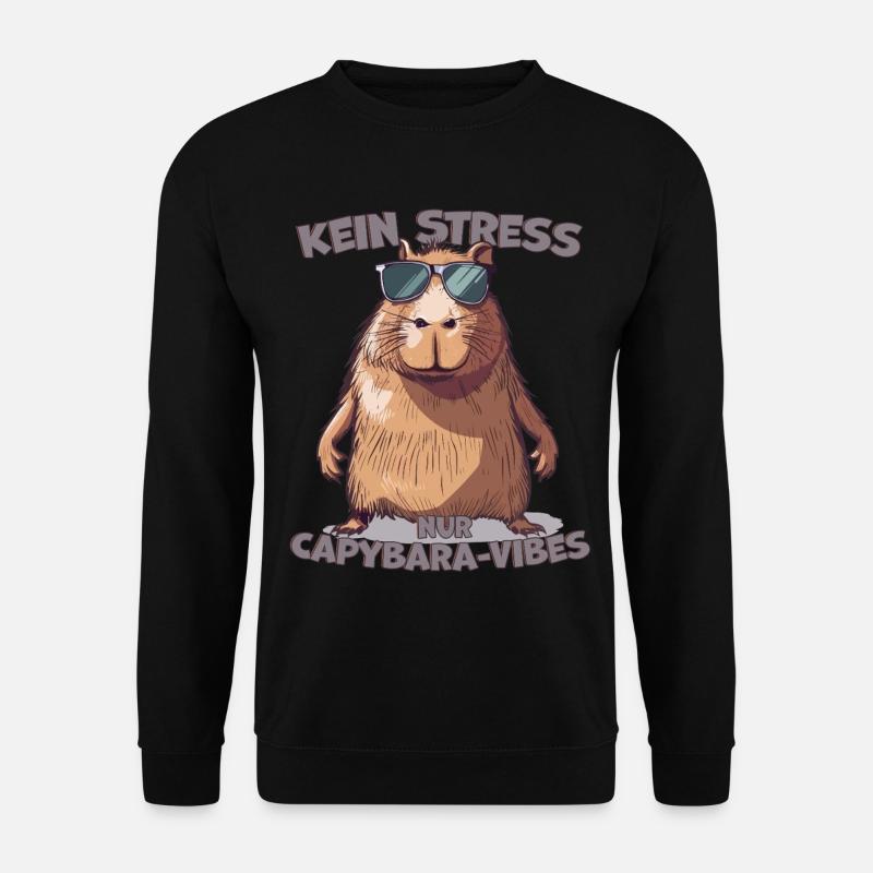Capybara Saying No Stress Only Vibes - Unisex Sweatshirt - black