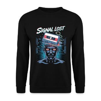 Signal Lost Retro Sci-Fi Glitch Design - Unisex Sweatshirt - black - Front - Alina (178cm) & Michal (187cm)