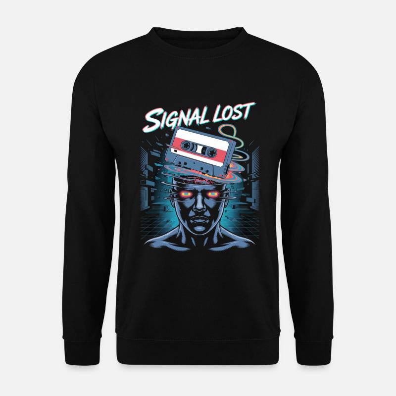 Signal Lost Retro Sci-Fi Glitch Design - Unisex Sweatshirt - black