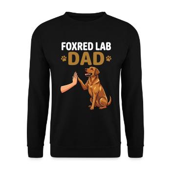 Fox Red Lab Dad – High Five Hundevater Design - Unisex Pullover - Schwarz - Vorne - Alina (178cm) & Michal (187cm)