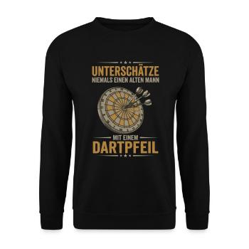 Le vieux avec une fléchette – ne jamais le sous-estimer ! - Sweat-shirt Unisexe - noir - Devant - Alina (178cm) & Michal (187cm)
