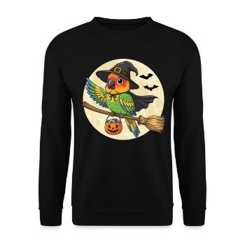 Cute Parrot Witch Halloween - Unisex Sweatshirt - black - Front - Alina (178cm) & Michal (187cm)