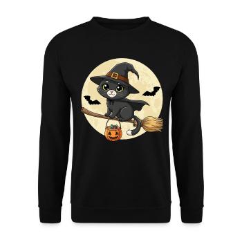 Cute Cat Witch Halloween Black Cat - Unisex Sweatshirt - black - Front - Alina (178cm) & Michal (187cm)