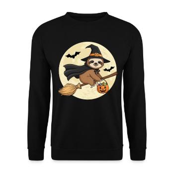 Cute Sloth Witch Halloween - Unisex Sweatshirt - black - Front - Alina (178cm) & Michal (187cm)