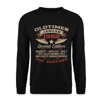 44e anniversaire cadeau voiture classique janvier 1982 - Sweat-shirt Unisexe - noir - Devant - Alina (178cm) & Michal (187cm)