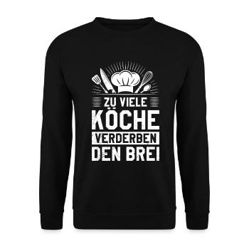 Cuisine TROP DE CUISINIERS ABÎMENT LE BOUILLON Drôle - Sweat-shirt Unisexe - noir - Devant - Alina (178cm) & Michal (187cm)