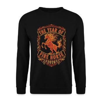 La conception de célébrations de l’Année du Cheval de Feu 2026 - Sweat-shirt Unisexe - noir - Devant - Alina (178cm) & Michal (187cm)