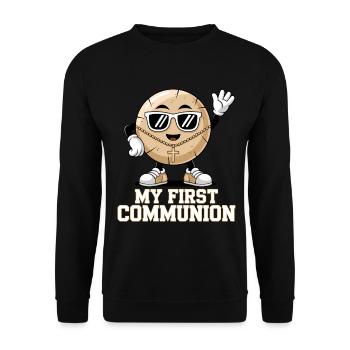 First Communion Cookie with Style - Unisex Sweatshirt - black - Front - Alina (178cm) & Michal (187cm)