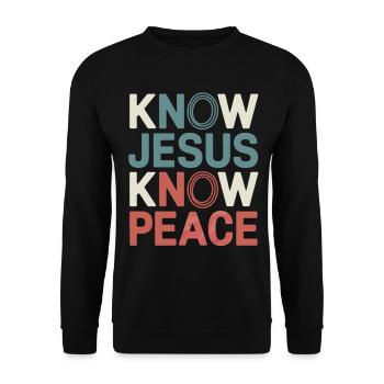 Know Jesus Know Peace - Unisex Pullover - Schwarz - Vorne - Alina (178cm) & Michal (187cm)