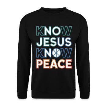 Typographie de Know Jesus Know Peace - Sweat-shirt Unisexe - noir - Devant - Alina (178cm) & Michal (187cm)
