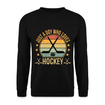 Funny Hockey Just a Boy who Loves Hockey - Unisex Sweatshirt - black - Front - Alina (178cm) & Michal (187cm)
