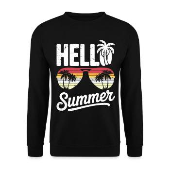 Hello Summer Retro Vintage Sunglass - Unisex Pullover - Schwarz - Vorne - Alina (178cm) & Michal (187cm)