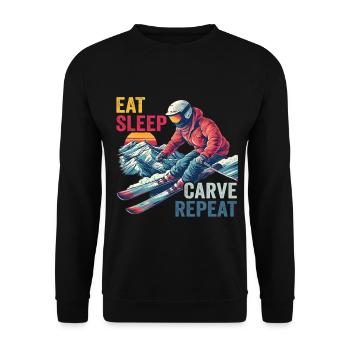 Carve Repeat Ski-Design - Unisex Pullover - Schwarz - Vorne - Alina (178cm) & Michal (187cm)