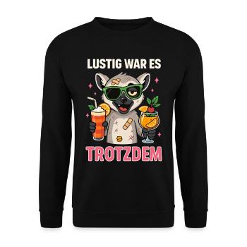 C’était quand même drôle, fête de lémuriens-chats - Sweat-shirt Unisexe - noir - Devant - Alina (178cm) & Michal (187cm)