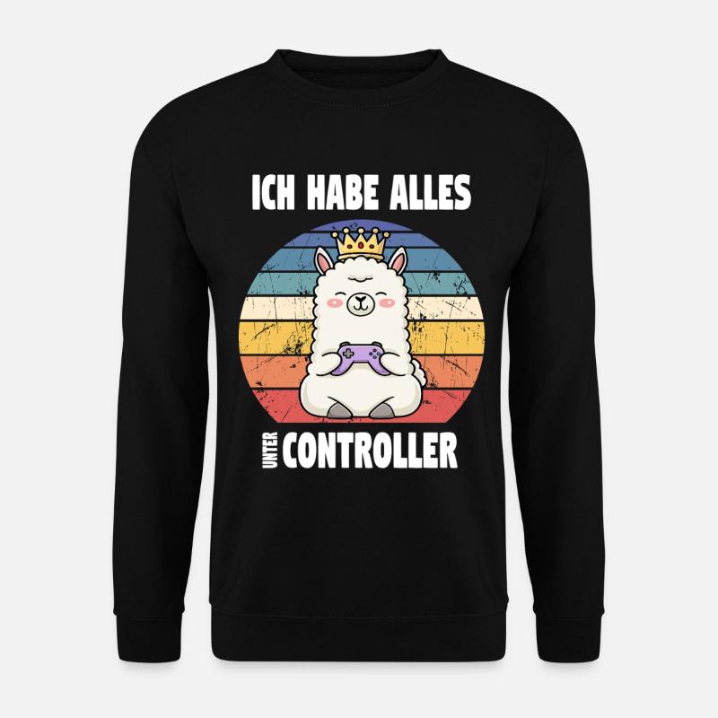 lama playing videogame - Unisex Pullover - Schwarz