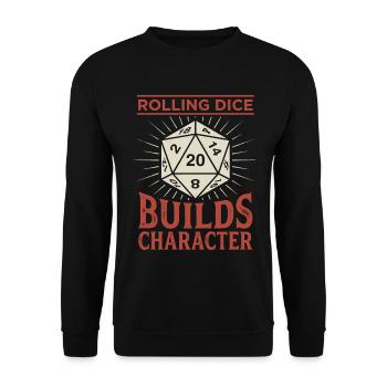 Lancer des dés permet de construire un personnage – Conception de jeu de rôle - Sweat-shirt Unisexe - noir - Devant - Alina (178cm) & Michal (187cm)