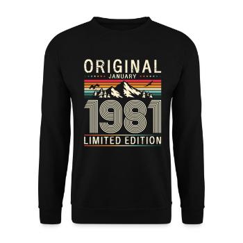 45th Birthday Original January 1981 - Unisex Sweatshirt - black - Front - Alina (178cm) & Michal (187cm)