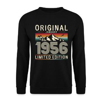 70e anniversaire Original janvier Né en 1956 - Sweat-shirt Unisexe - noir - Devant - Alina (178cm) & Michal (187cm)