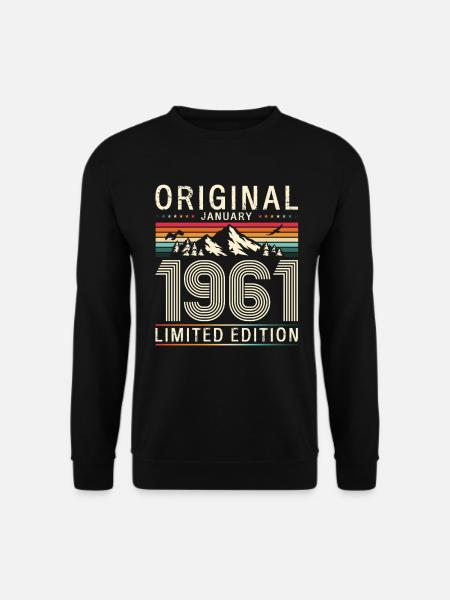 65e anniversaire Original janvier 1961 - Sweat-shirt Unisexe - noir