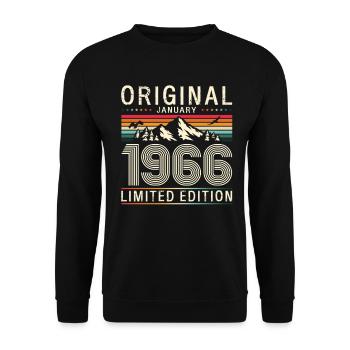 60e anniversaire Original Millésime janvier 1966 - Sweat-shirt Unisexe - noir - Devant - Alina (178cm) & Michal (187cm)