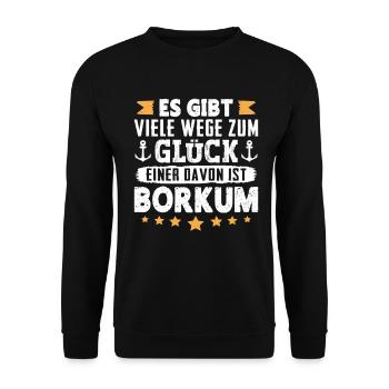 VACANCES EN MER DU NORD IL EXISTE DE NOMBREUSES FAÇONS DE FAIRE LE BONHEUR À BORKUM - Sweat-shirt Unisexe - noir - Devant - Alina (178cm) & Michal (187cm)