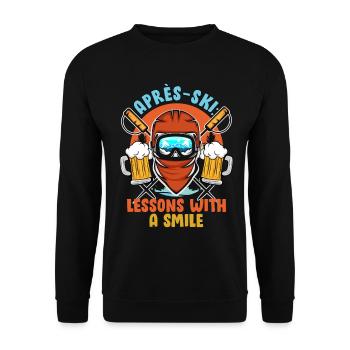 Moniteur de ski APRES-SKI COURS AVEC LE SOURIRE Lustig - Sweat-shirt Unisexe - noir - Devant - Alina (178cm) & Michal (187cm)