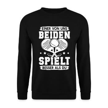 Padelspiel EINER VON UNS SPIELT BESSER ALS DU - Unisex Pullover - Schwarz - Vorne - Alina (178cm) & Michal (187cm)
