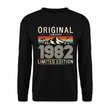 44e anniversaire Original janvier 1982 - Sweat-shirt Unisexe - noir - Devant - Alina (178cm) & Michal (187cm)