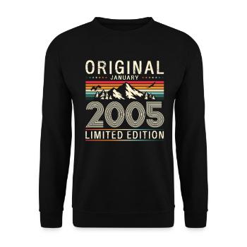 21st Birthday Original January Year 2005 - Unisex Sweatshirt - black - Front - Alina (178cm) & Michal (187cm)