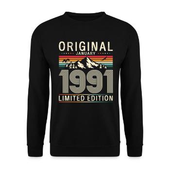 35e anniversaire Original janvier 1991 - Sweat-shirt Unisexe - noir - Devant - Alina (178cm) & Michal (187cm)
